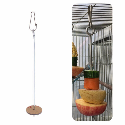 1Pc New Parrots Birds Food Holder Support Small Animal Stainless Steel Fruit Spear Stick Meat Skewer Bird Feeder 2 Types C42 - Super-Petmart