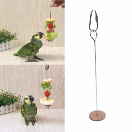 1Pc New Parrots Birds Food Holder Support Small Animal Stainless Steel Fruit Spear Stick Meat Skewer Bird Feeder 2 Types C42 - Super-Petmart