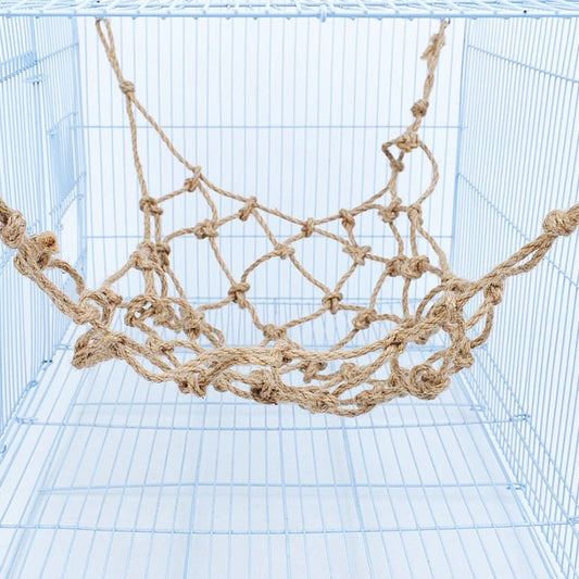 1Pc Parrot Hamster Sugar Glider Hemp Rope Climbing Net Hammock Hanging Toy Bed Tunnel Cage Small Pet Bird Playing Supply - Super-Petmart