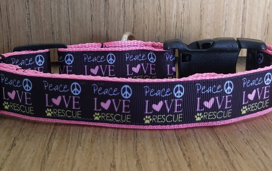 Martingale  Collar/ Large/ Medium/ Peace Love and Rescue Pink - Super-Petmart