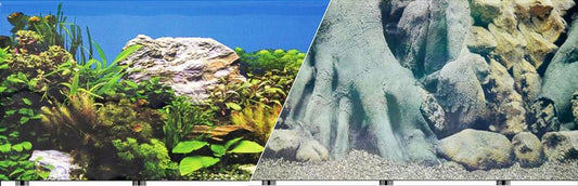 Blue Ribbon Freshwater Rock & Tree Trunks Double Sided Aquarium Background