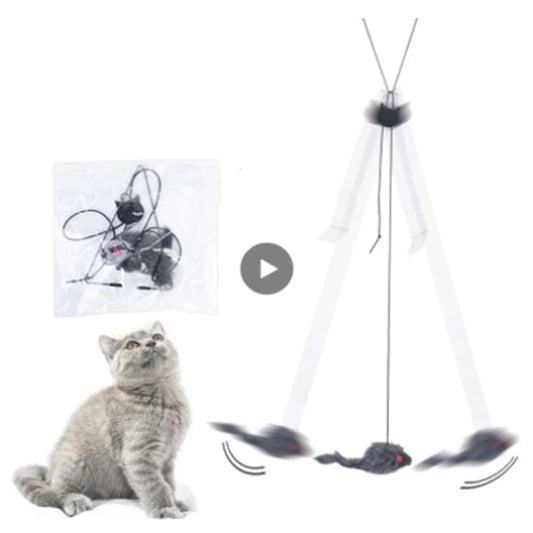 Cat Toy Self-Hey Hanging Door Retractable Cat Scratch Rope Mouse Cat Stick Pet Cat Cat Supplies Hanging Door Funny Cat Supplies