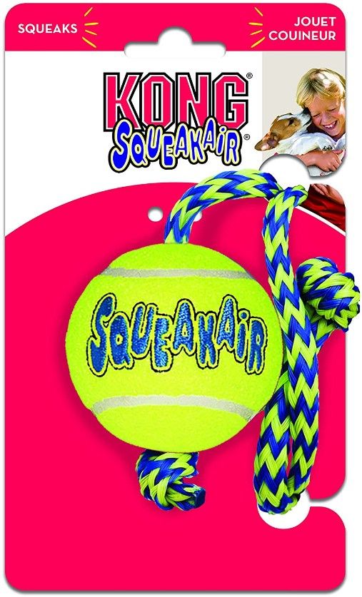 Kong Squeakers Tennis Ball with Rope