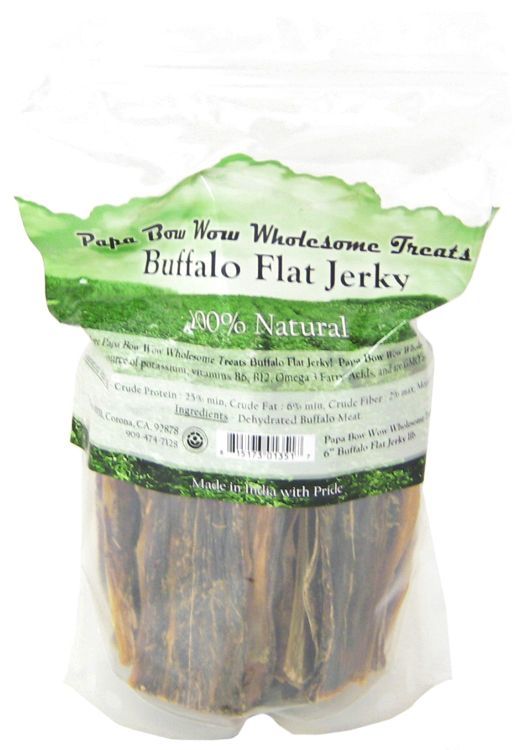 Papa Bow Wow Buffalo Flat Jerky 6 Inch Long