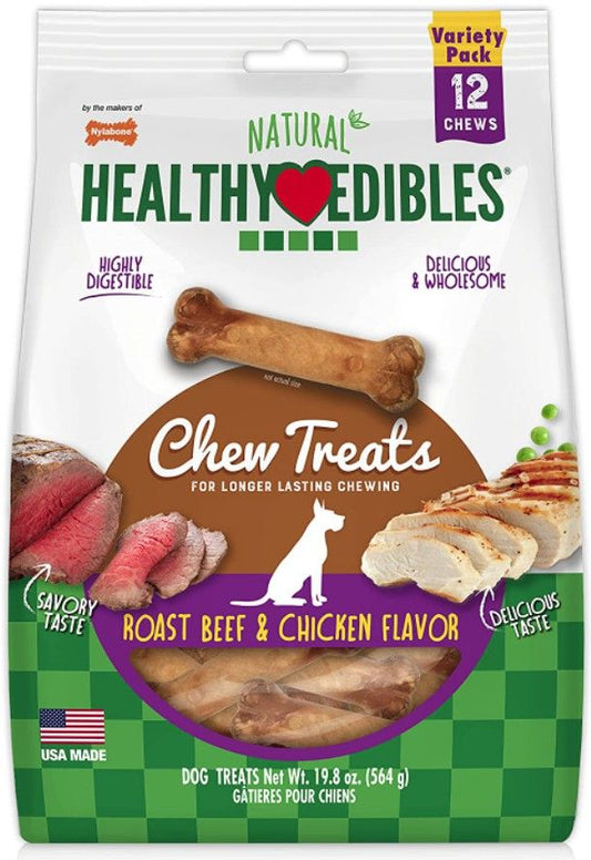 Nylabone Natural Healthy Edibles Variety Pack - Roast Beef & Chicken