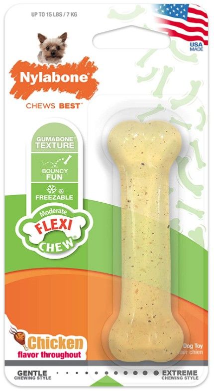 Nylabone Flexi Chew Dog Bone - Chicken Flavor