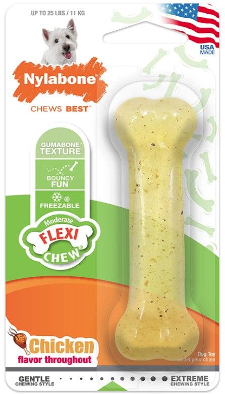 Nylabone Flexi Chew Dog Bone - Chicken Flavor