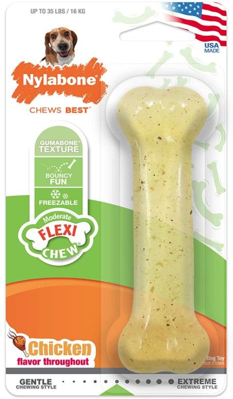 Nylabone Flexi Chew Dog Bone - Chicken Flavor