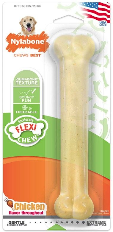 Nylabone Flexi Chew Dog Bone - Chicken Flavor