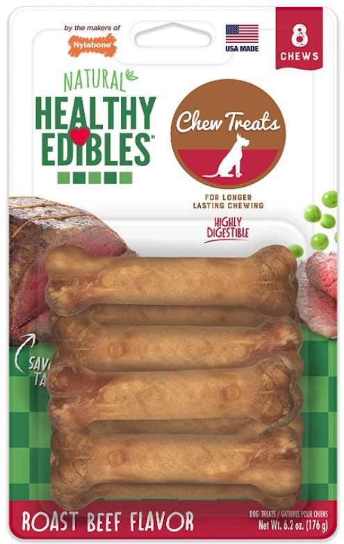 Nylabone Healthy Edibles Wholesome Dog Chews - Roast Beef Flavor