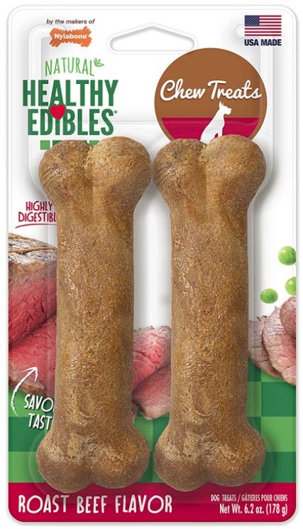 Nylabone Healthy Edibles Wholesome Dog Chews - Roast Beef Flavor