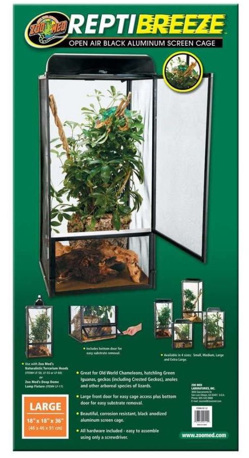 Zoo Med Reptibreeze Open Air Aluminum Screen Cage - Black