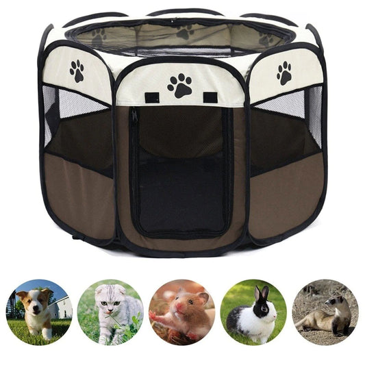 Portable Folding Pet Tent Dog House Octagonal Cage for Cat Tent Playpen Puppy Kennel Easy Operation Fence Outdoor Big Dogs House