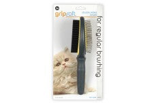 JW Pet GripSoft Cat Double Sided Brush Gray; Yellow One Size