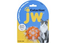 JW Pet Cataction Feather Ball Cat Toy Orange One Size