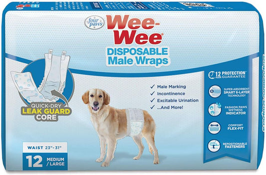 Four Paws Wee Wee Disposable Male Dog Wraps