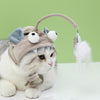 New Head Wearing Feather Funny Cat Stick Funny Cat Toy Stick Gray Big Eye Pet Toys Pet Products - Super-Petmart