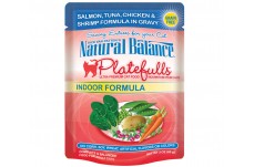 Natural Balance Pet Foods Platefulls Indoor Salmon Tuna Chicken and Shrimp in Gravy Cat Wet Food 3 oz 24 Pack