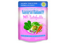 Natural Balance Pet Foods Platefulls Salmon; Tuna and Crab Formula in Gravy Cat Wet Food 3 oz 24 Pack