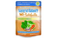 Natural Balance Pet Foods Platefulls Indoor Duck; Chicken and Pumpkin in Gravy Cat Wet Food 3 oz 24 Pack