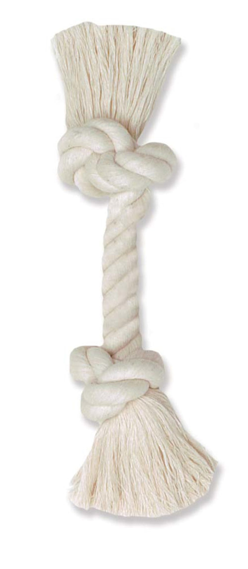 Mammoth Pet Products 100% Cotton Rope Bone Dog Toy 2 Knots Rope Bone White 16 in Extra Large