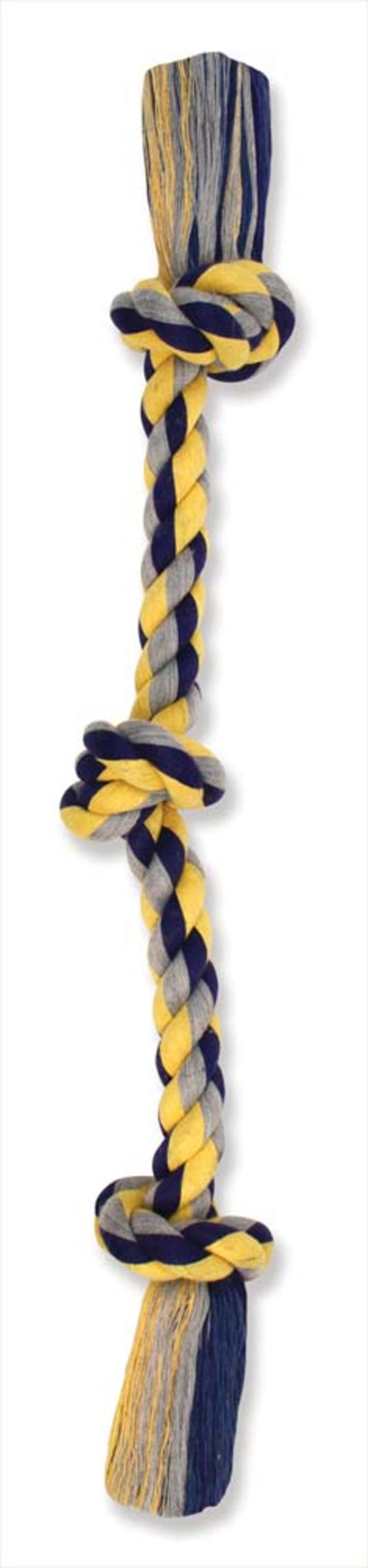 Mammoth Pet Products Cotton blend Color 3 Knot Rope Tug Toy 3 Knots Assorted 25 in Large