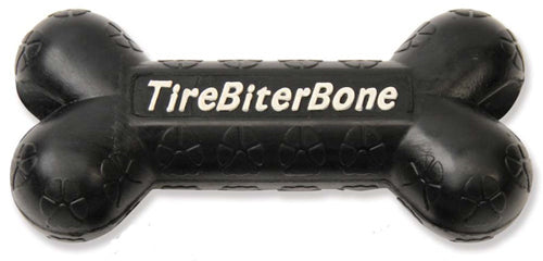 Mammoth Pet Products TireBiter Bone with Treat Station Dog Toy Black Large 7.25 in