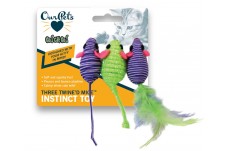 OurPets Three Twined Mice Catnip Toy Green; Purple 3 Pack