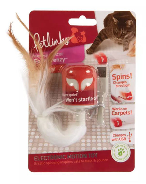 Petlinks Foxy Frenzy Electronic Motion Cat Toy Red; White One Size