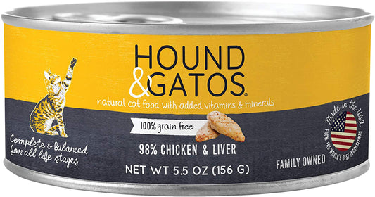 Hound and Gatos Cat Grain Free Chicken and Liver 5.5oz.(Case of 24)