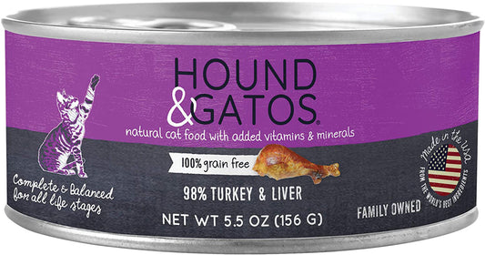 Hound and Gatos Cat Grain Free Turkey and Liver 5.5oz. (Case of 24)