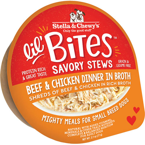 Stella and Chewys Dog Lil Bites Savory Stew Beef and Chicken 2.7Oz. (Case Of 12)