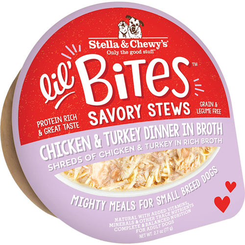 Stella and Chewys Dog Lil Bites Savory Stew Chicken and Turkey 2.7Oz. (Case Of 12)