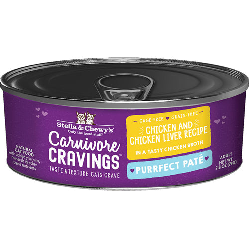 Stella and Chewys Cat Carnivore Cravings Pate Chicken and Liver 2.8Oz. (Case Of 24)