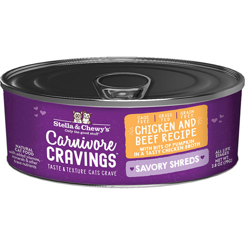 Stella and Chewys Cat Carnivore Cravings Shred Chicken and Beef 2.8Oz. (Case Of 24)