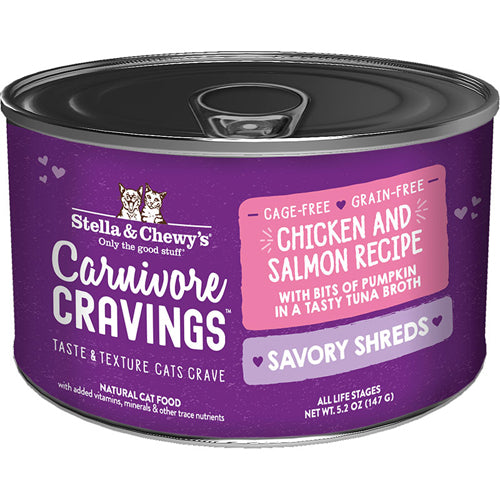 Stella and Chewys Cat Carnivore Cravings Shred Chicken and Salmon 5.2Oz. (Case Of 24