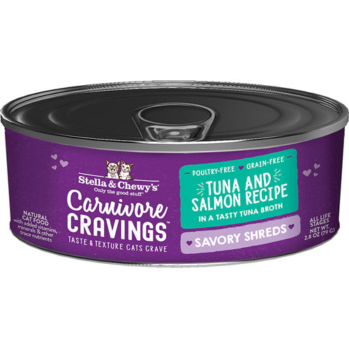 Stella and Chewys Cat Carnivore Cravings Shred Tuna and Salmon 2.8Oz. (Case Of 24)