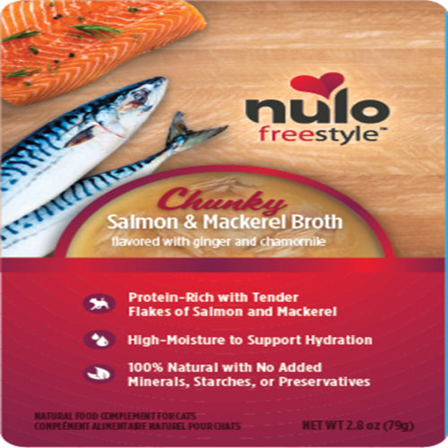 Nulo FreeStyle Chunky Broths Wet Cat Food Salmon Mackerel; 24ea-2.8 oz
