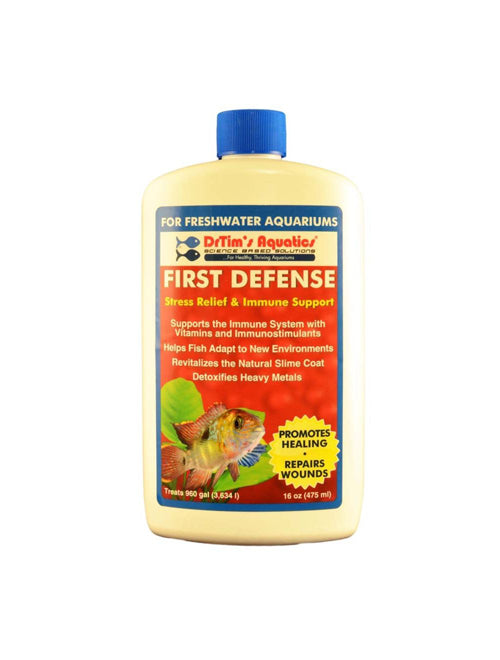 Dr. Tims Aquatics First Defense Fish Stress Relief and Immune Support for Freshwater Aquarium 16 fl. oz