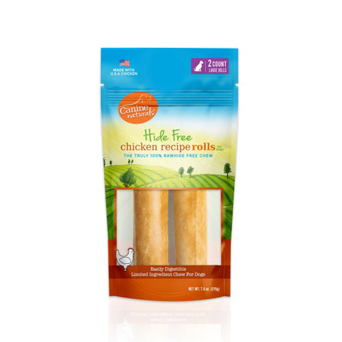 Canine Natural Hide Free 7inch Chicken Large Roll 2Pk