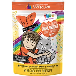 BFF Cat OMG Chicken and Salmon Shine Bright Chicken and Salmon Dinner in Gravy 2.8oz. Pouch (Case Of 12)