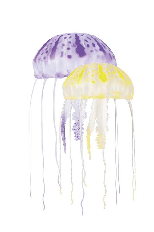 Aquatop Floating Jellyfish Aquarium Ornament Purple; Yellow 3 in 2 in Medium 2 Pack