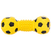 3 count Coastal Pet Rascals Latex Soccer Ball Dumbbell Dog Toy Yellow