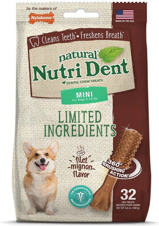 Nylabone Natural Nutri Dent Filet Mignon Dental Chews - Limited Ingredients