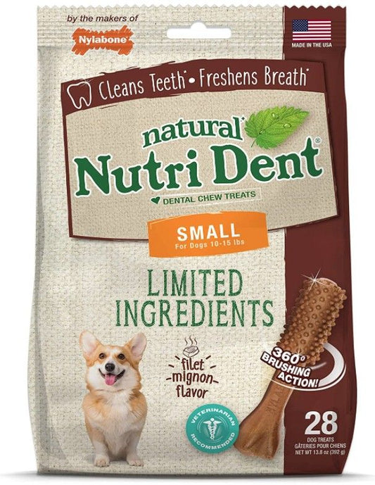 Nylabone Natural Nutri Dent Filet Mignon Dental Chews - Limited Ingredients