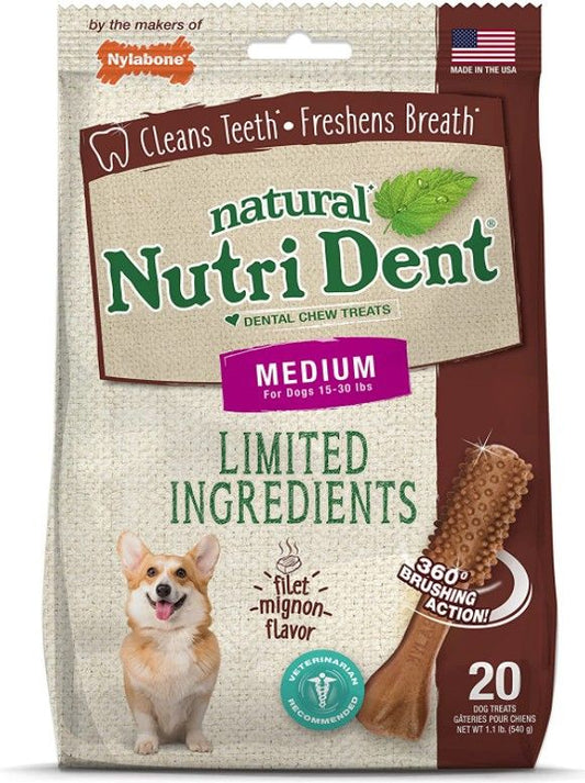 Nylabone Natural Nutri Dent Filet Mignon Dental Chews - Limited Ingredients