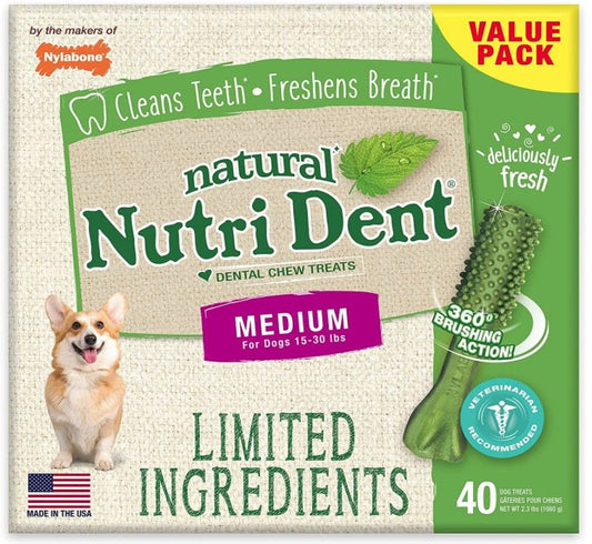 Nylabone Natural Nutri Dent Fresh Breath Dental Chews - Limited Ingredients