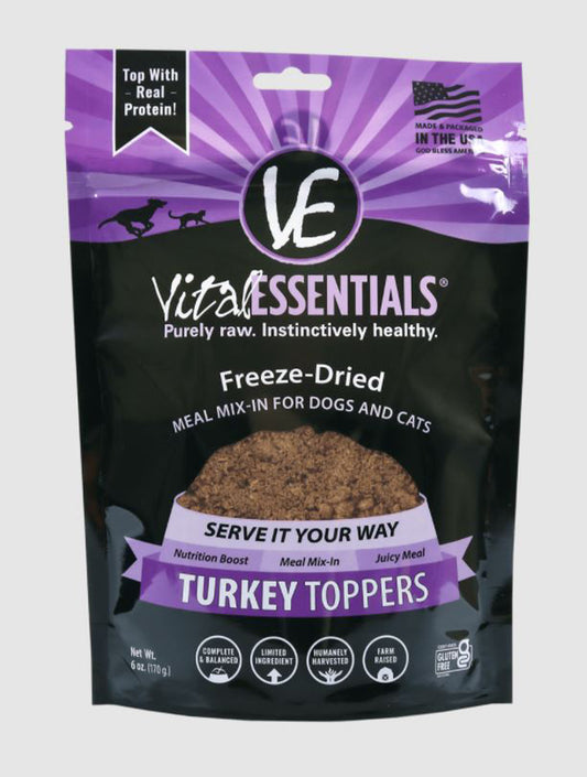 Vital Essentials Dog Cat Freeze-Dried Topper Tueky 6Oz