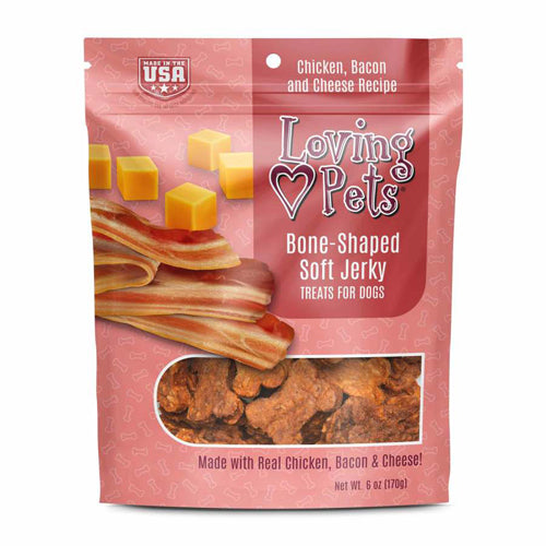 Loving Pets BoneShaped Soft Jerky Dog Treat Chicken; Bacon Cheese; 1ea-6 oz