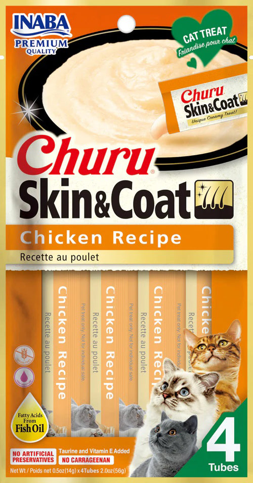 Inaba Cat Churu Purees Skin&Coat Chkn 2Oz-6Ct